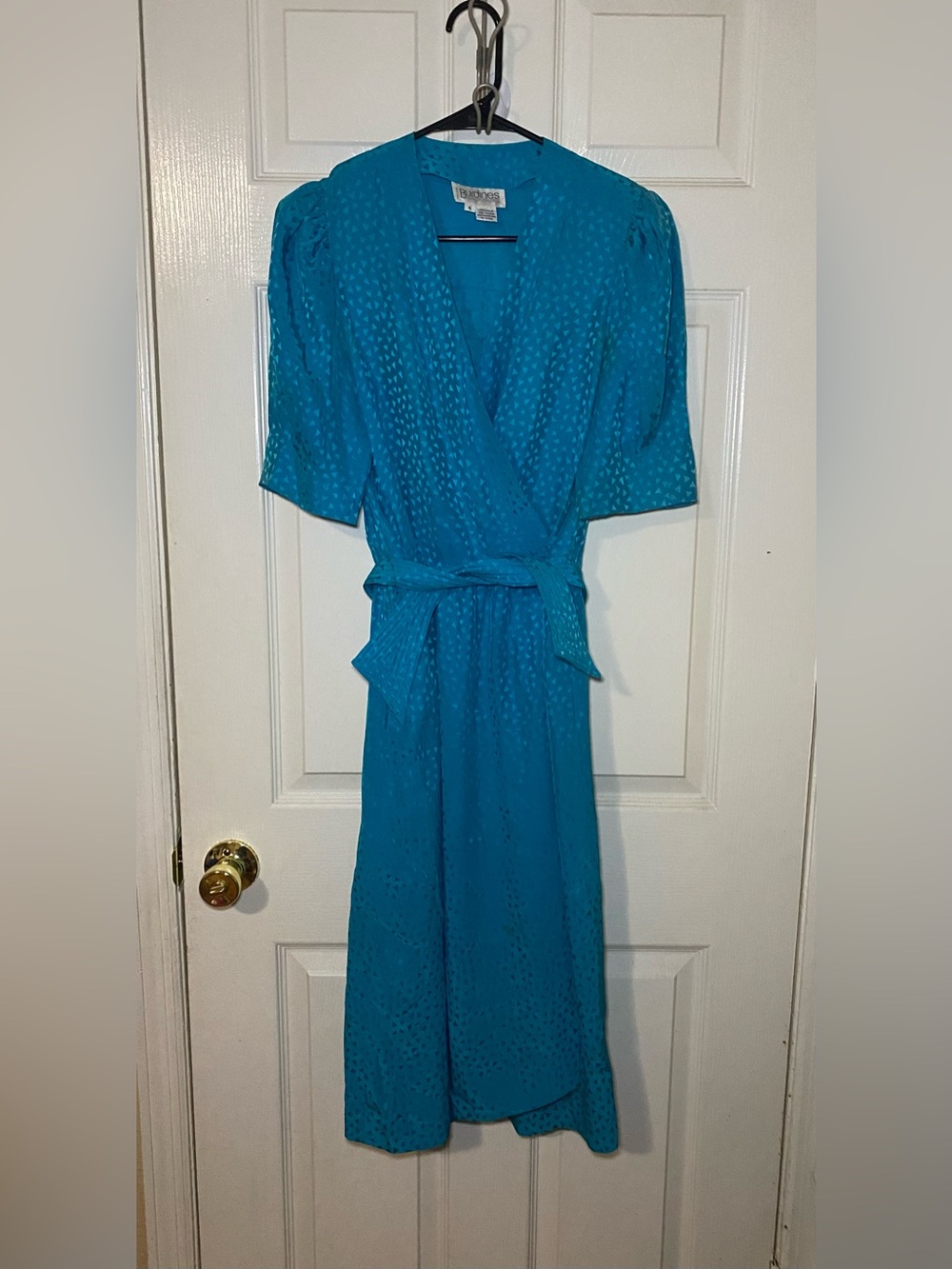 Vintage Teal Wrap Dress with Belt